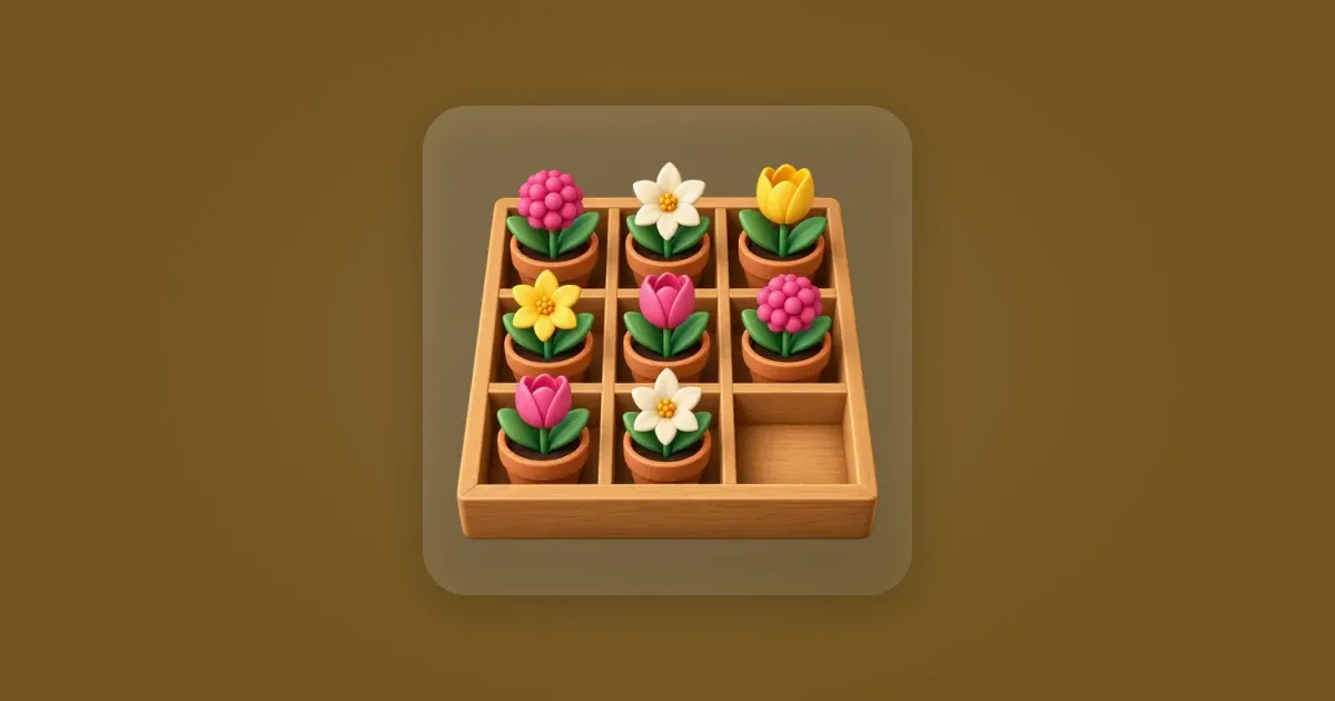 The Potting Tray game icon on a calm brown background.